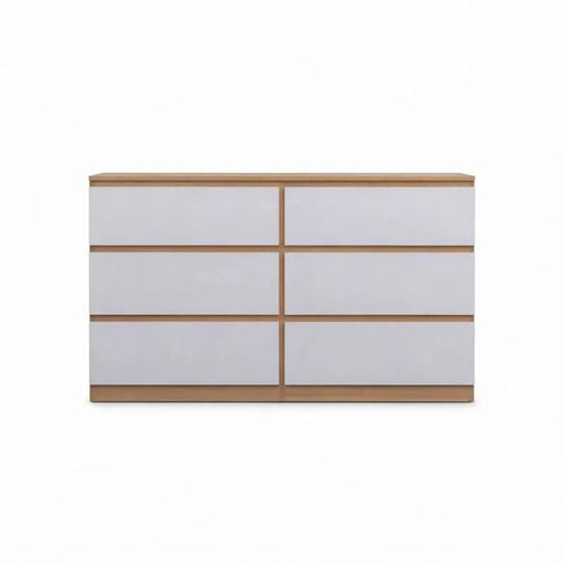 sue-e furniture Low boys 'Monaco' Chest of 6 Drawers White + Oak 'Monaco' Chest of 6 Drawers White + Oak