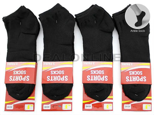 (12 Pairs) Thin Ankle Socks - BLACK - M7-11/ W9-13 by dealonline.co.nz