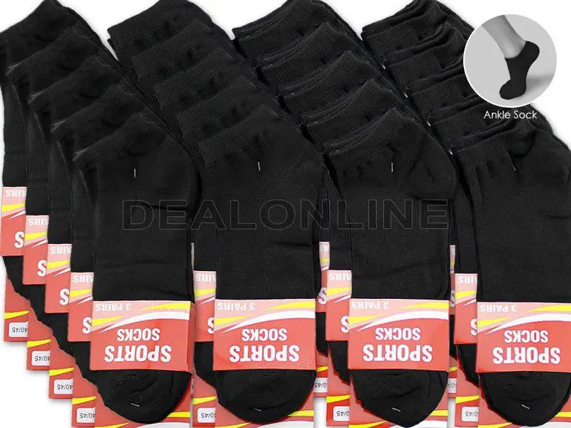 WHOLESALE - (60 Pairs) Thin Ankle Socks - BLACK by dealonline.co.nz