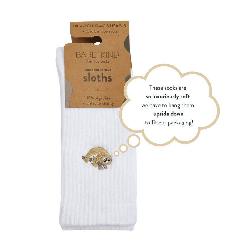 Barekind NZ Socks Save the Sloths Ribbed Bamboo Socks Save the Sloths Ribbed Bamboo Socks