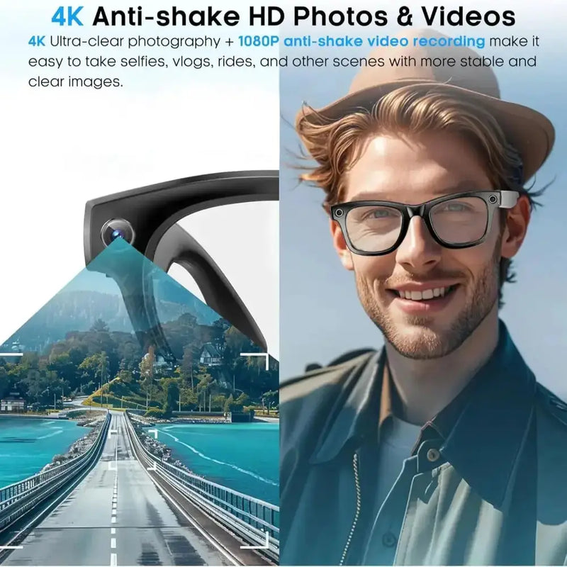 Smart AI Camera Glasses – 8MP HD, Photo/Video, Waterproof (5 types available) by Habicare