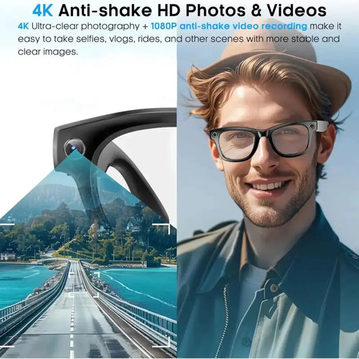 Smart AI Camera Glasses – 8MP HD, Photo/Video, Waterproof (5 types available) by Habicare