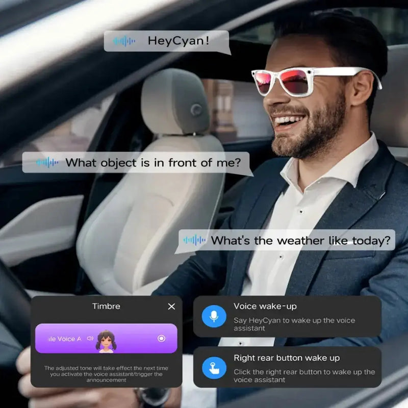 Smart AI Camera Glasses – 8MP HD, Photo/Video, Waterproof (5 types available) by Habicare