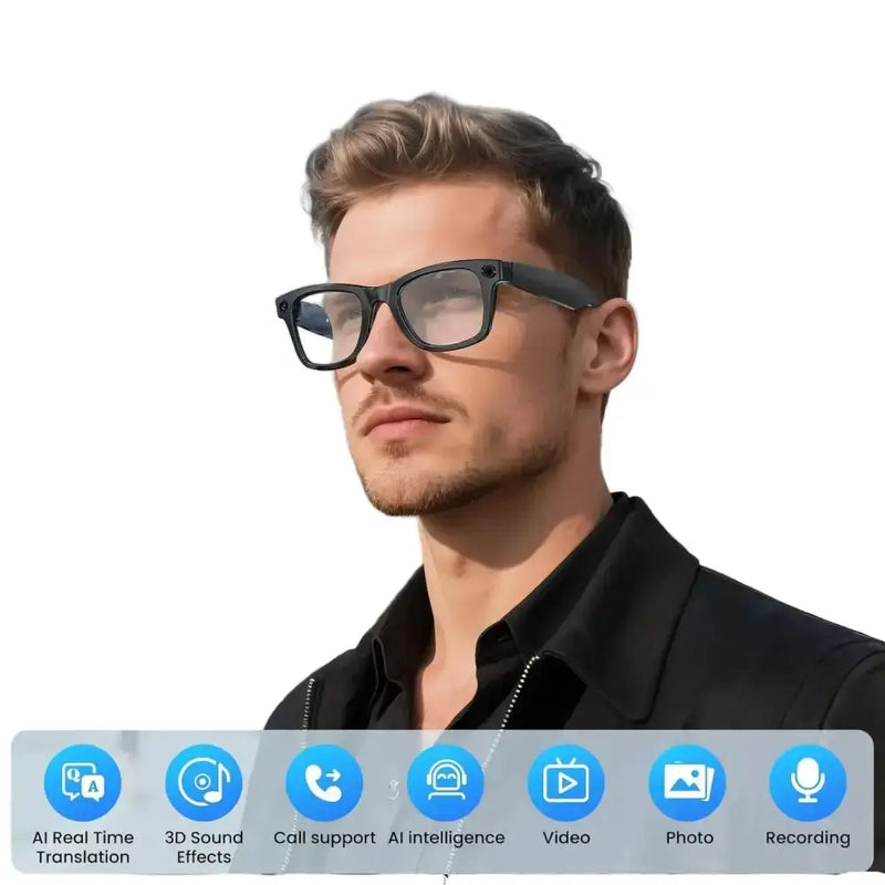 Smart AI Camera Glasses – 8MP HD, Photo/Video, Waterproof (5 types available) by Habicare