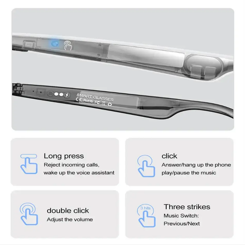 Smart AI Glasses – Bluetooth, Translation, Music & Calling (different models available) by Habicare