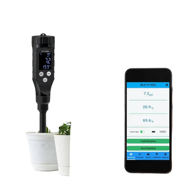 Smart Bluetooth Soil pH Meter 0–14 for Plants & Hydroponics by Habicare