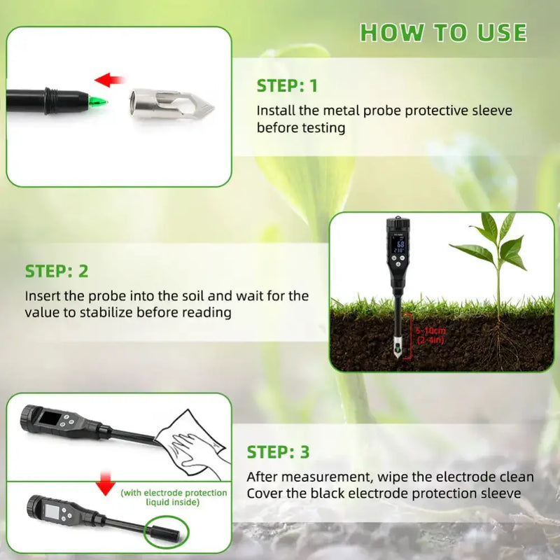 Smart Bluetooth Soil pH Meter 0–14 for Plants & Hydroponics by Habicare