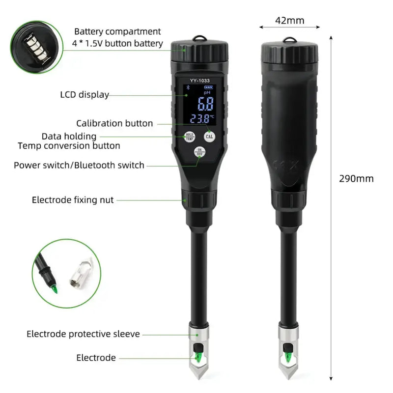 Smart Bluetooth Soil pH Meter 0–14 for Plants & Hydroponics by Habicare