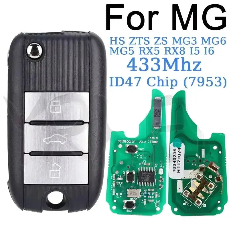 Habicare 3-Button Smart Flip Remote Key 433MHz ID47 Chip for MG HS, ZS, MG3, MG5, MG6 & Roewe RX5/RX8 3-Button Smart Flip Remote Key 433MHz ID47 Chip for MG HS, ZS, MG3, MG5, MG6 & Roewe RX5/RX8