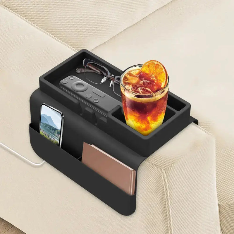 Habicare Silicone Sofa Armrest Tray with Dual Cup Holders Silicone Sofa Armrest Tray with Dual Cup Holders