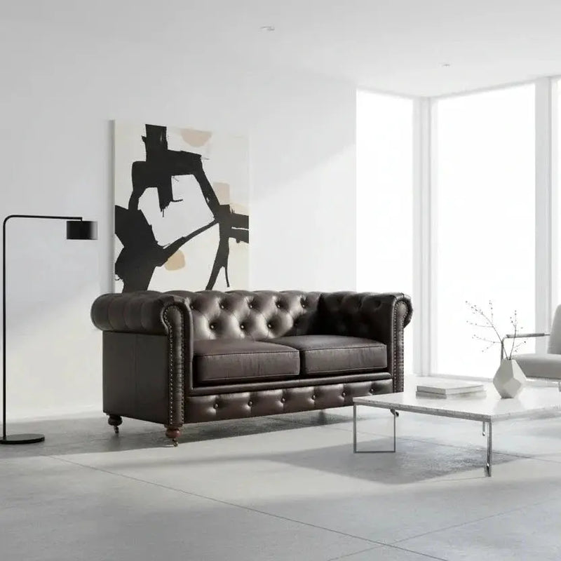 BroDeals sofa Newell Chesterfield 2 Seat Sofa - Dark Brown Newell Chesterfield 2 Seat Sofa - Dark Brown