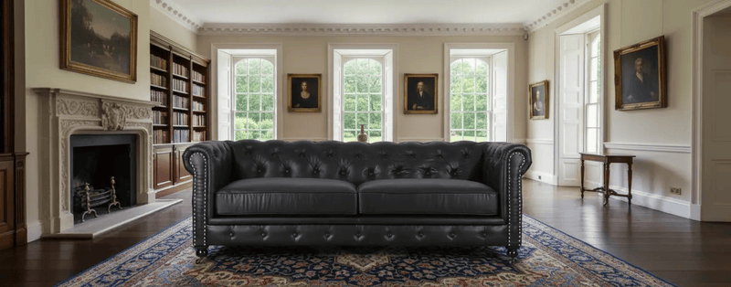BroDeals sofa Newell Chesterfield 3 Seater Sofa - Black Newell Chesterfield 3 Seater Sofa - Black