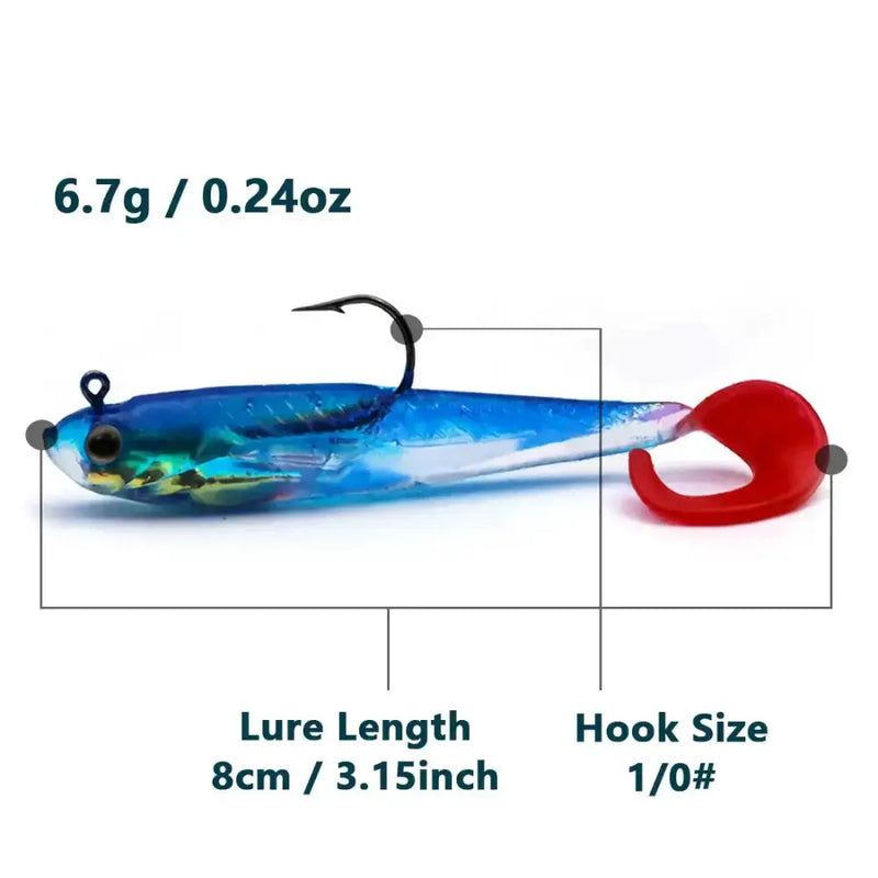 Soft Fishing Lures with Lead Head Jigs – Bass & Trout (Several quantities and colours available) by Habicare