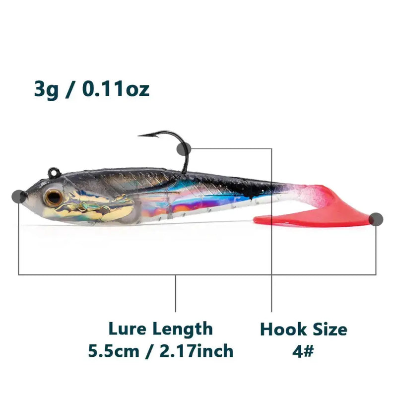 Soft Fishing Lures with Lead Head Jigs – Bass & Trout (Several quantities and colours available) by Habicare
