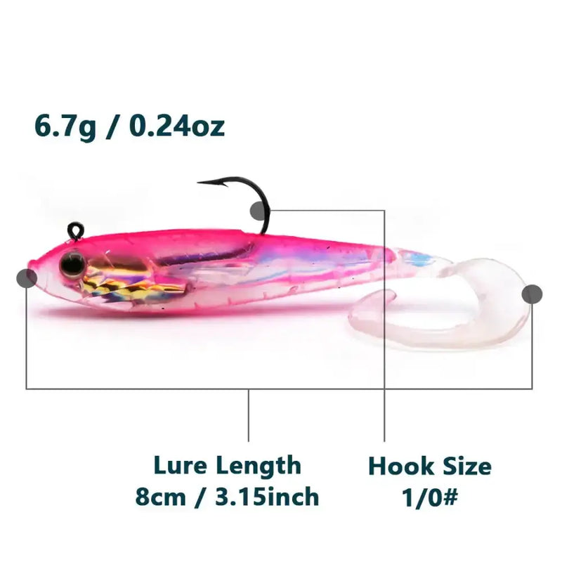Soft Fishing Lures with Lead Head Jigs – Bass & Trout (Several quantities and colours available) by Habicare