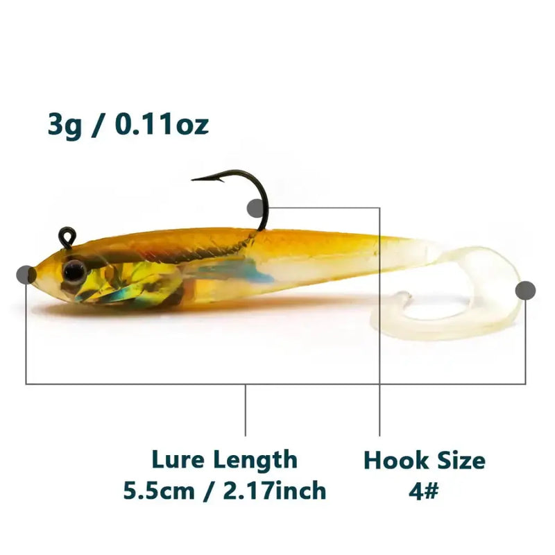 Soft Fishing Lures with Lead Head Jigs – Bass & Trout (Several quantities and colours available) by Habicare
