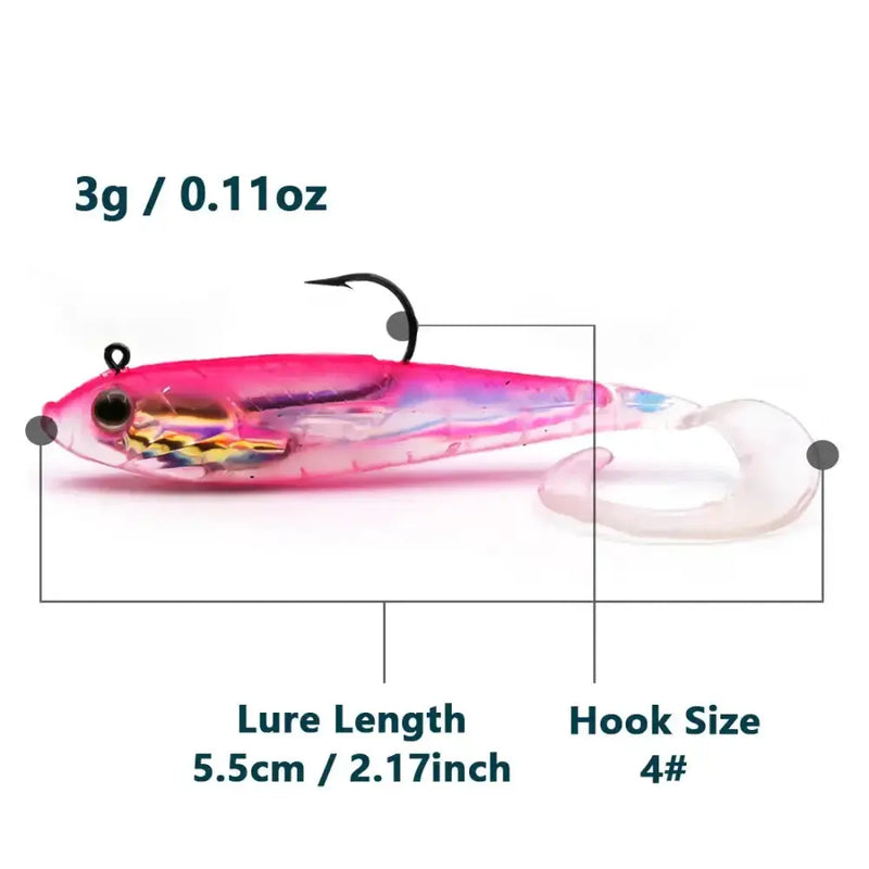 Soft Fishing Lures with Lead Head Jigs – Bass & Trout (Several quantities and colours available) by Habicare