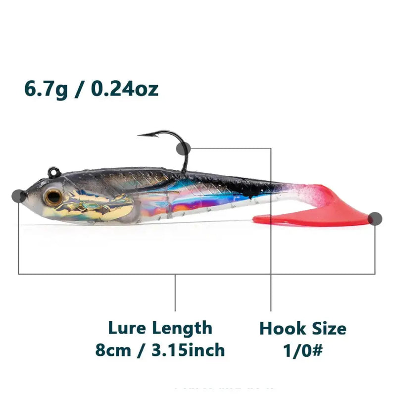 Soft Fishing Lures with Lead Head Jigs – Bass & Trout (Several quantities and colours available) by Habicare