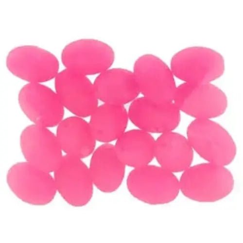 Soft Lumo Beads Pink Med Bulk Qty 40  LUMOMPS, luminous fishing beads for low-light visibility.