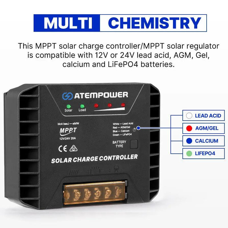 Atem Power 20A MPPT Solar Charge Controller Solar Panel Battery Regulator by salelink.co.nz