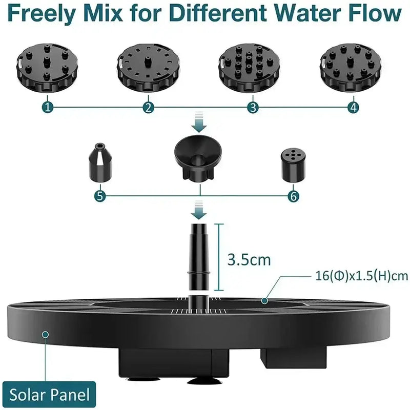 Solar Fountain Floating Pump – 13/16/18cm by Habicare