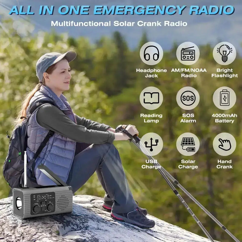 Solar Powered Hand Crank Survival Radio by Habicare