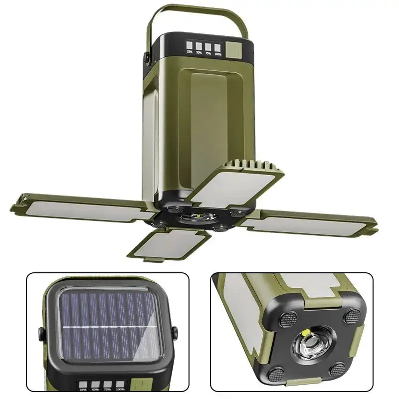 Foldable Solar Camping Light 2000mAh with Power Bank & Digital Display by Habicare