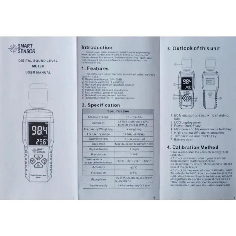 Sound Level Noise Meter - Decibel Measurement 30-130dB by 9eight5