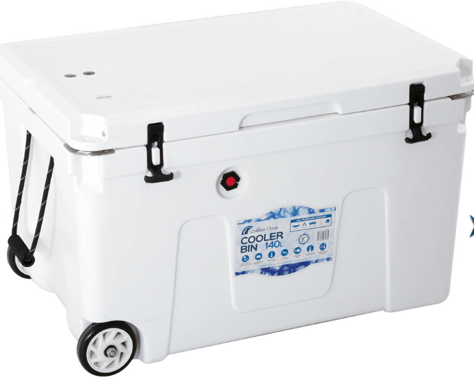 Southern Ocean Fish Bins Cooler Boxes Southern Ocean 140L Cooler Bin With Wheels and Vent Valve