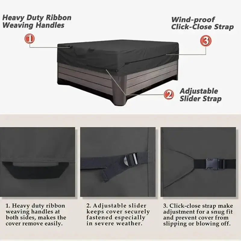 SPA Hot Tub Dust Cover – Square Outdoor Pool & Jacuzzi Cover (different sizes available) by Habicare