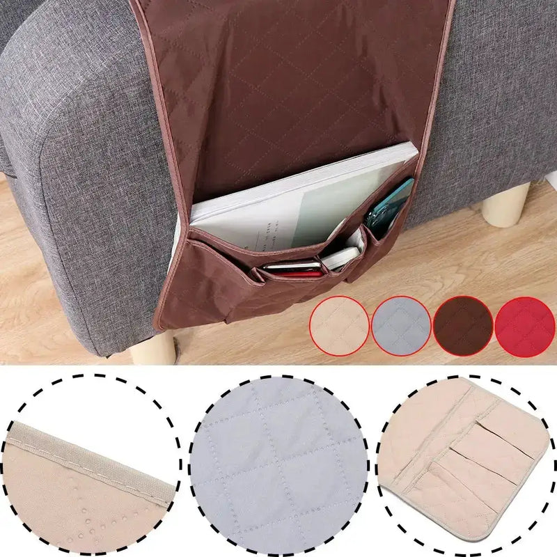 Space-Saving Sofa & Bedside Remote Control Holder with Organizer Pockets by Habicare