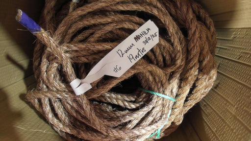 Special Manila Rope Shorts 12mm x 19 meter roll with label showing quantity and type.