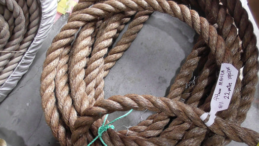 Special Manila Rope Shorts 44mm x 22 meters stacked in a circular arrangement on a surface.