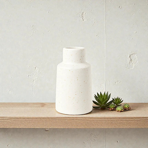 Frankly Cotton Speckle Ceramic Bud Vase White by Nest & Stem Homewares
