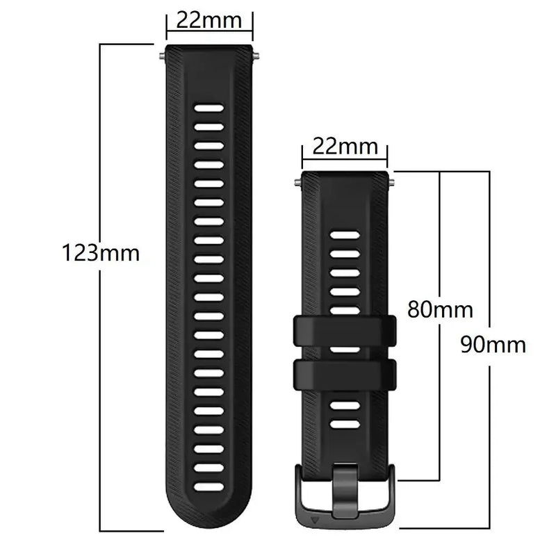 Sports Silicone Strap for the Garmin Forerunner Series - 22mm (10 different colours available) by Habicare