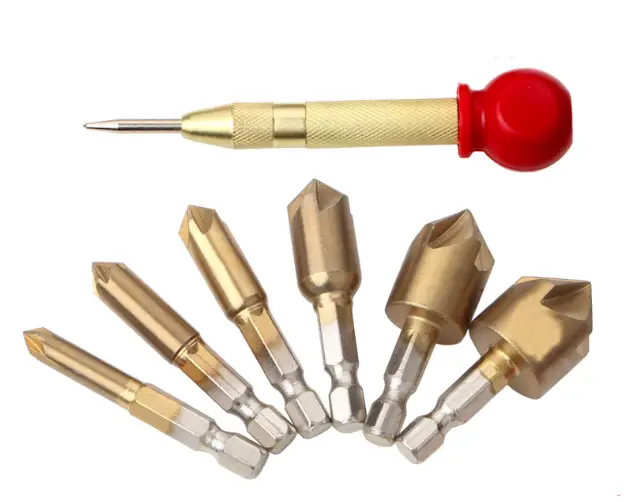 Automatic Center Punch 6PCS Hex Shank Wood Chamfering Cutters by salelink.co.nz