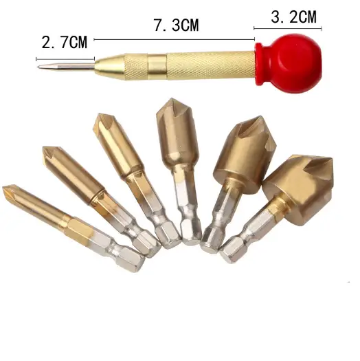 Automatic Center Punch 6PCS Hex Shank Wood Chamfering Cutters by salelink.co.nz
