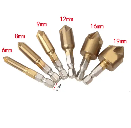 Automatic Center Punch 6PCS Hex Shank Wood Chamfering Cutters by salelink.co.nz