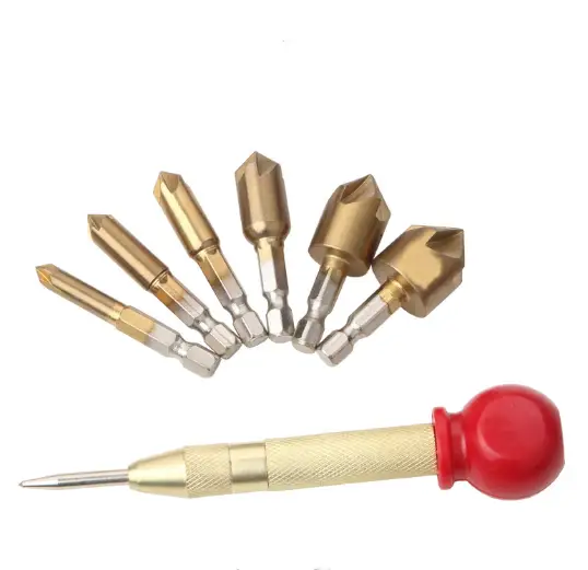 Automatic Center Punch 6PCS Hex Shank Wood Chamfering Cutters by salelink.co.nz