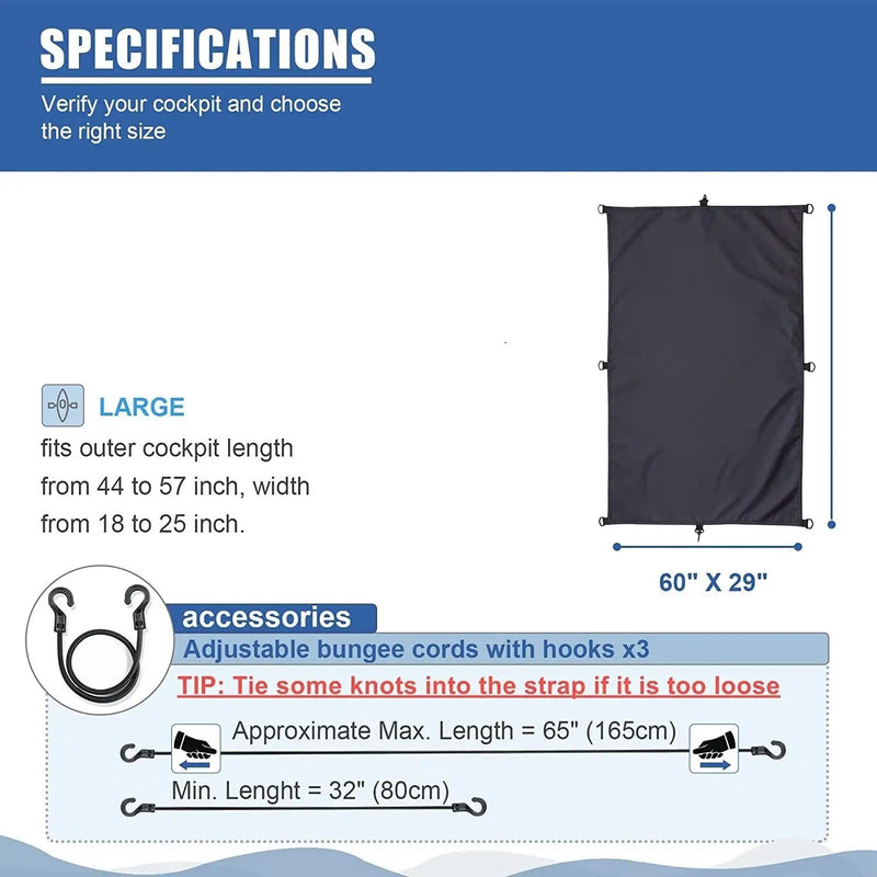 153x74cm Kayak Cockpit Drape Waterproof Seal Cockpit Cover by salelink.co.nz