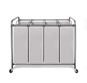 4-Bag Laundry Sorter Rolling Cart - Grey by salelink.co.nz
