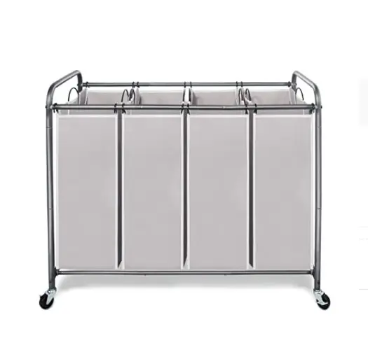 4-Bag Laundry Sorter Rolling Cart - Grey by salelink.co.nz
