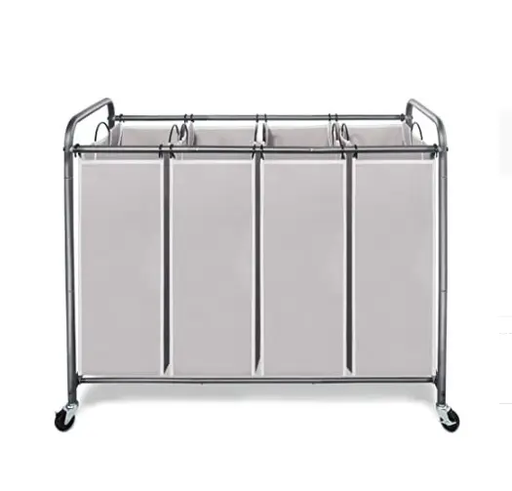 4-Bag Laundry Sorter Rolling Cart - Grey by salelink.co.nz