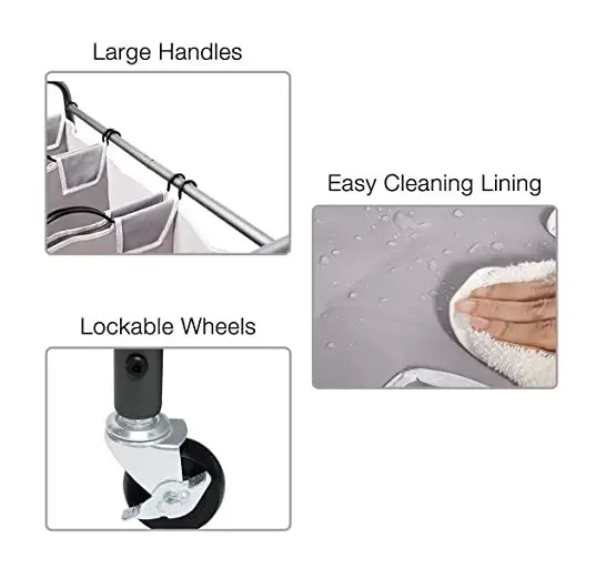 4-Bag Laundry Sorter Rolling Cart - Grey by salelink.co.nz