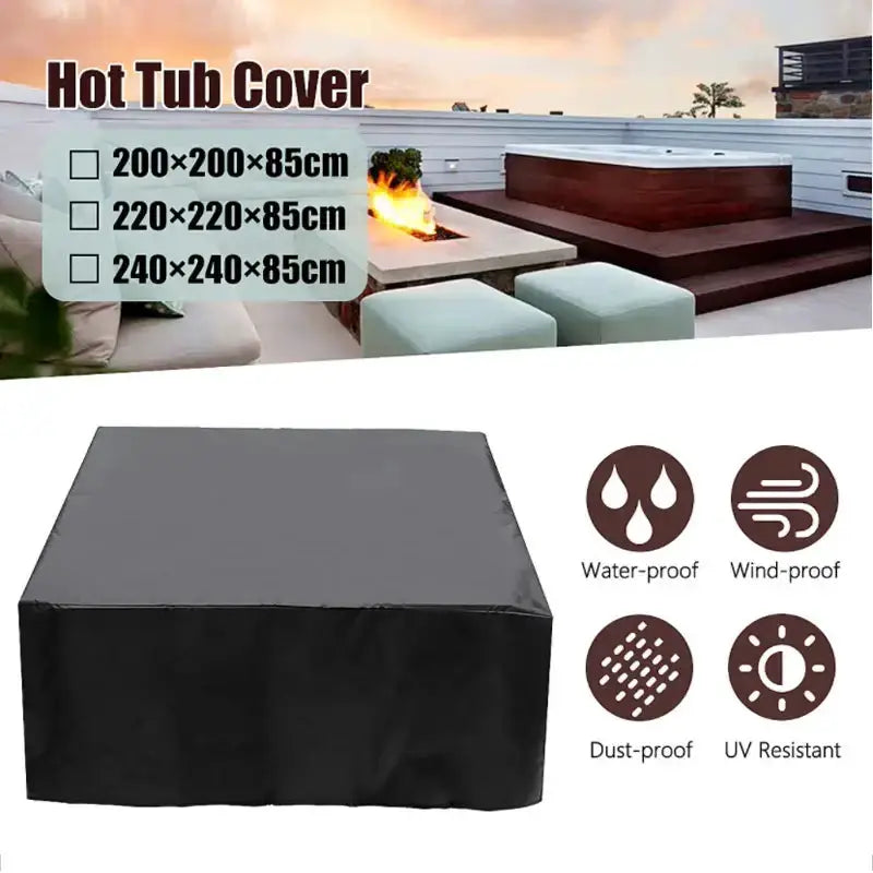 Square Hot Tub Cover – Waterproof, Anti-UV Protector for Outdoor Spa (4 colours available) by Habicare
