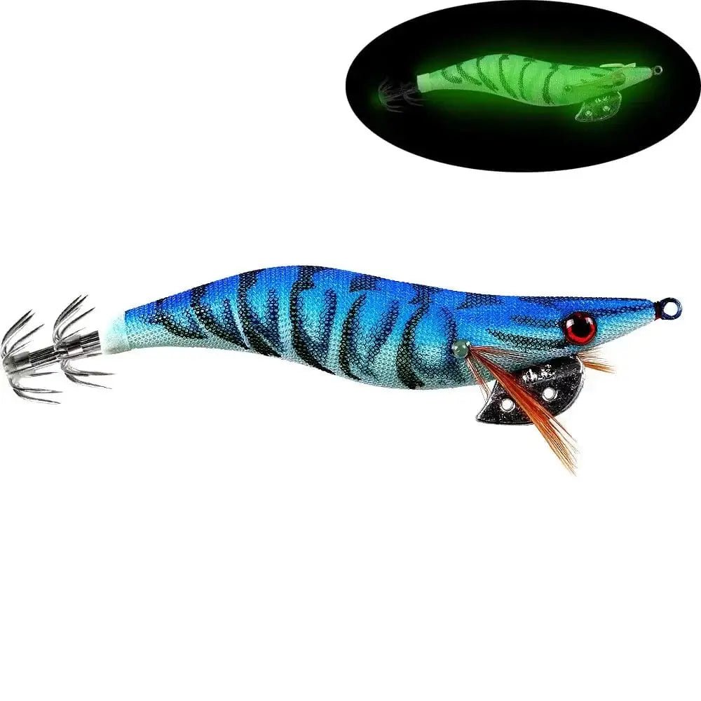 China China D / 2.0 2.0# 2.5# 3.0# Squid Jig Fishing Lures Shrimp Prawn Luminous Glow in Dark Spinner Lures Tackle for Cuttlefish