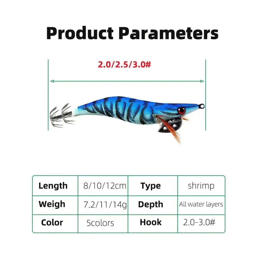 China China 2.0# 2.5# 3.0# Squid Jig Fishing Lures Shrimp Prawn Luminous Glow in Dark Spinner Lures Tackle for Cuttlefish