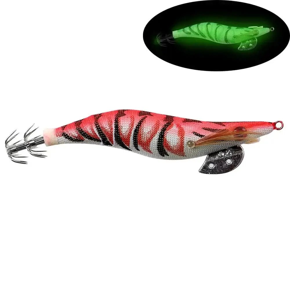 China China B / 2.5 2.0# 2.5# 3.0# Squid Jig Fishing Lures Shrimp Prawn Luminous Glow in Dark Spinner Lures Tackle for Cuttlefish