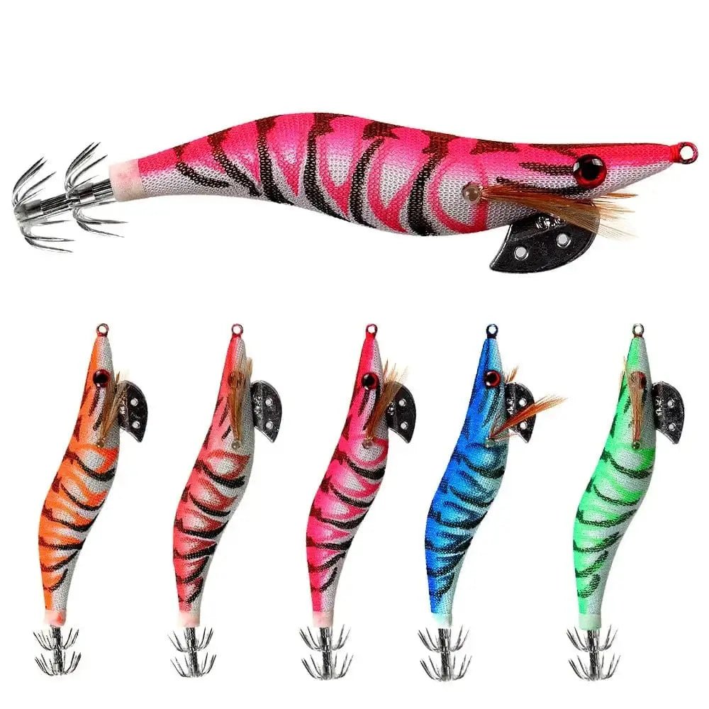 China China 2.0# 2.5# 3.0# Squid Jig Fishing Lures Shrimp Prawn Luminous Glow in Dark Spinner Lures Tackle for Cuttlefish