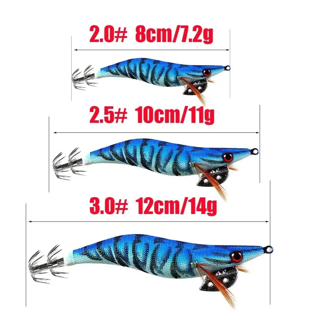China China 2.0# 2.5# 3.0# Squid Jig Fishing Lures Shrimp Prawn Luminous Glow in Dark Spinner Lures Tackle for Cuttlefish